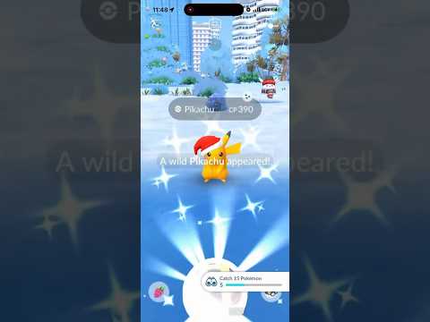 ✨Shiny Santa Hat Pikachu CAUGHT in Pokemon Go!✨ shorts poke… サムネイル