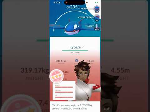 💯I Caught a 100 IV KYOGRE In Pokemon Go!!!💯 shorts pokemon サムネイル