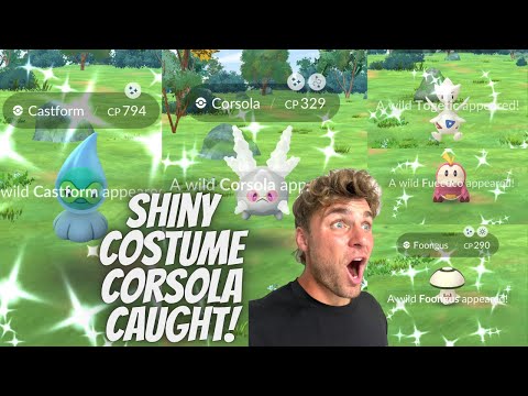 ✨NEW SHINY Costume Galarian Corsola CAUGHT!!! 10+ Shiny Pok… サムネイル