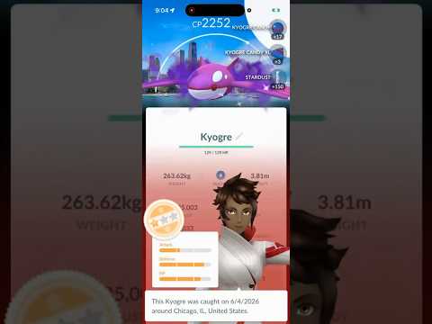 ✨Shiny BACKGROUND Kyogre CAUGHT in Pokemon Go!✨ shorts poke… サムネイル