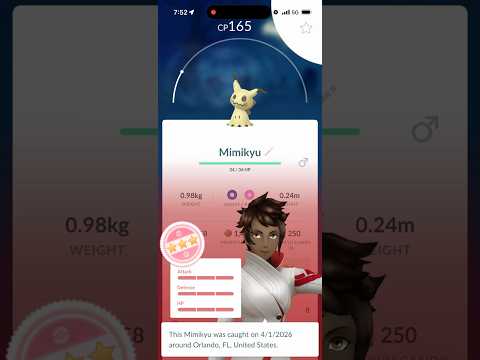 💯100 IV MIMIKYU CAUGHT IN POKEMON GO!!!💯shorts pokemon サムネイル