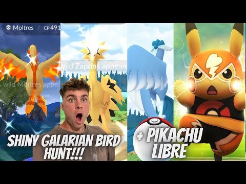 ✨Shiny Galarian Bird Hunt, Catching PIKACHU LIBRE LIVE and… サムネイル